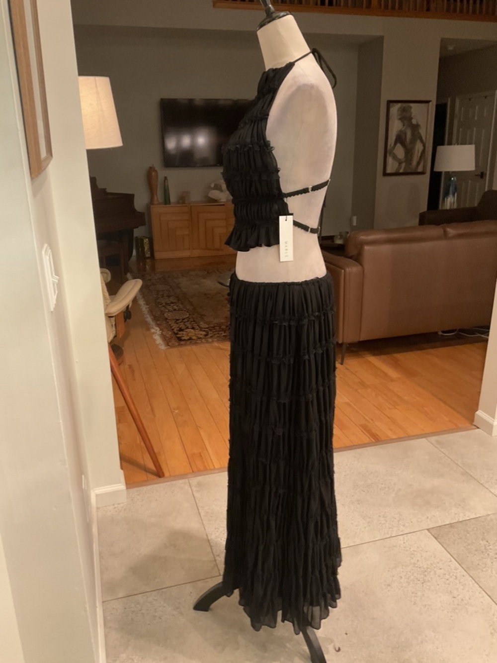 Black Sheer Tiered Maxi Skirt - Picture 9 of 16